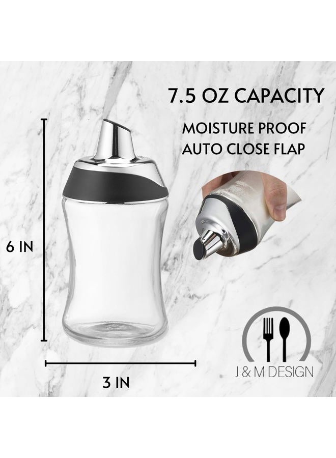 J&M DESIGN J & M Design Sugar Dispenser & Shaker For Coffee, Cereal, Tea & Baking with Pouring Spout and Lid for Easy Spoon Measuring Pour - 220ml Glass Jar Container - Dishwasher Safe - Image 3