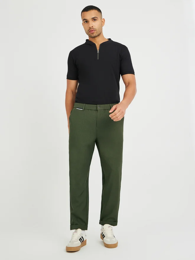 ستايلي Styli Solid Relaxed Fit Chino Pants with Pockets