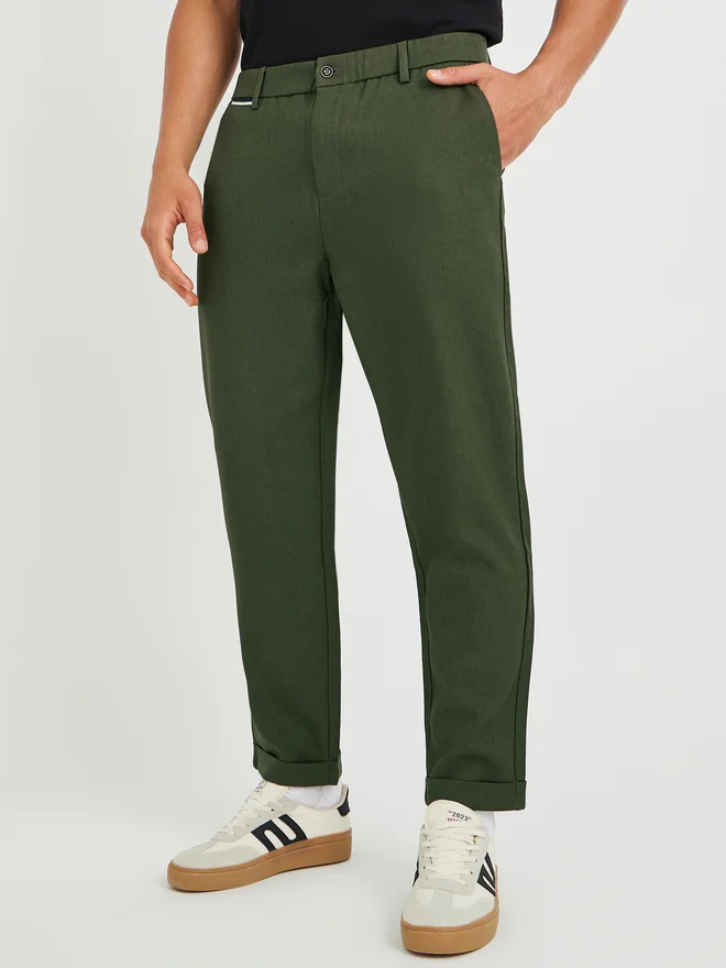 ستايلي Styli Solid Relaxed Fit Chino Pants with Pockets
