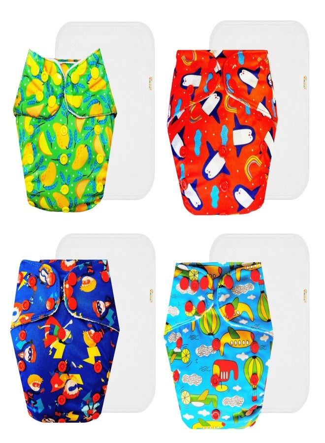 Dumbledo Premium Cloth Diaper with Cotton Insert (Pack of 4) | Soft & Gentle | Reusable & Washable | Easy to Clean | Trusted by Moms | 3 Months - 3 Years | Unisex Baby - Image 1