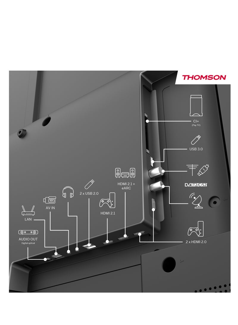 Thomson تلفاز ثومسون الذكي QLED مقاس 55 بوصة – موديل 2025 مع دقة دولبي فيجن وأطلس، تحكم صوتي ذكي، مساعد جوجل، تطبيقات يوتيوب ونتفليكس، شاشة QLED بدون إطار، تصميم أرجل جانبية، تلفاز ذكي - Image 4