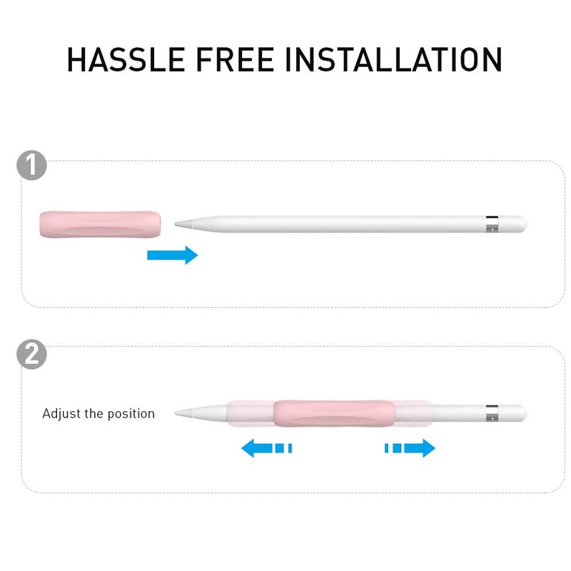 Delidigi Apple Pencil Grip 3 Pack Ergonomic Stylus Grip Silicone Sleeve Accessories Compatible with Apple Pencil 1st and 2nd Generation (White, Pink, Avocado Green) - Image 4