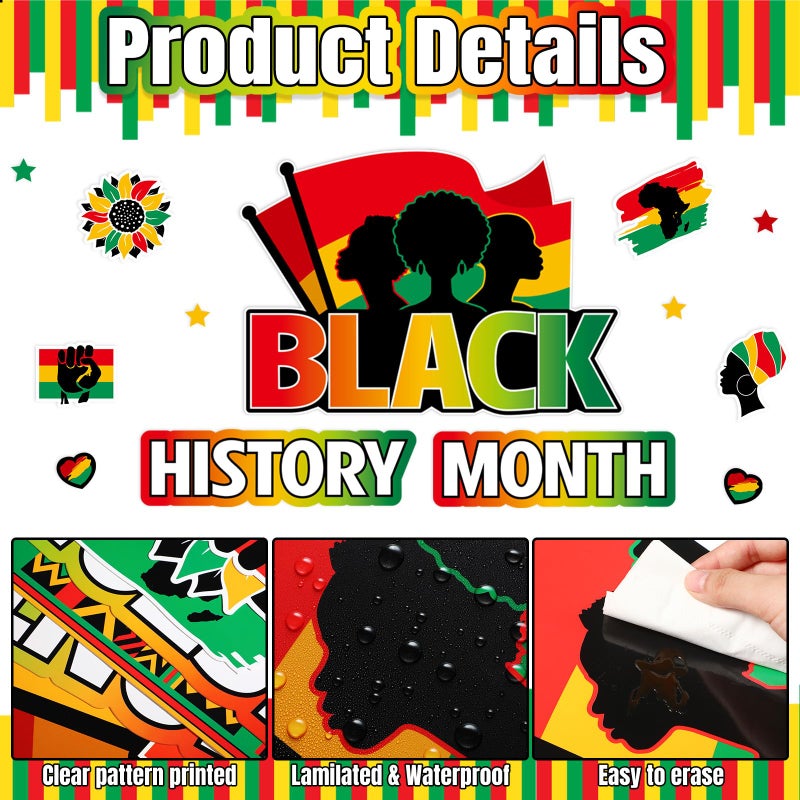 Janlaugh Black History Month Bulletin Board Decorations African American Heritage Classroom Wall Art Posters, Cultural Diversity Educational Display Set for School Office Library Home Decor(Classic) - Image 3