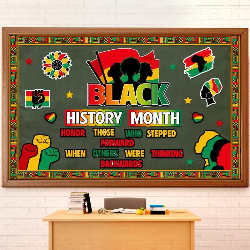 Janlaugh Black History Month Bulletin Board Decorations African American Heritage Classroom Wall Art Posters, Cultural Diversity Educational Display Set for School Office Library Home Decor(Classic) - Image 1