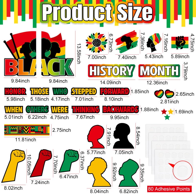 Janlaugh Black History Month Bulletin Board Decorations African American Heritage Classroom Wall Art Posters, Cultural Diversity Educational Display Set for School Office Library Home Decor(Classic) - Image 2