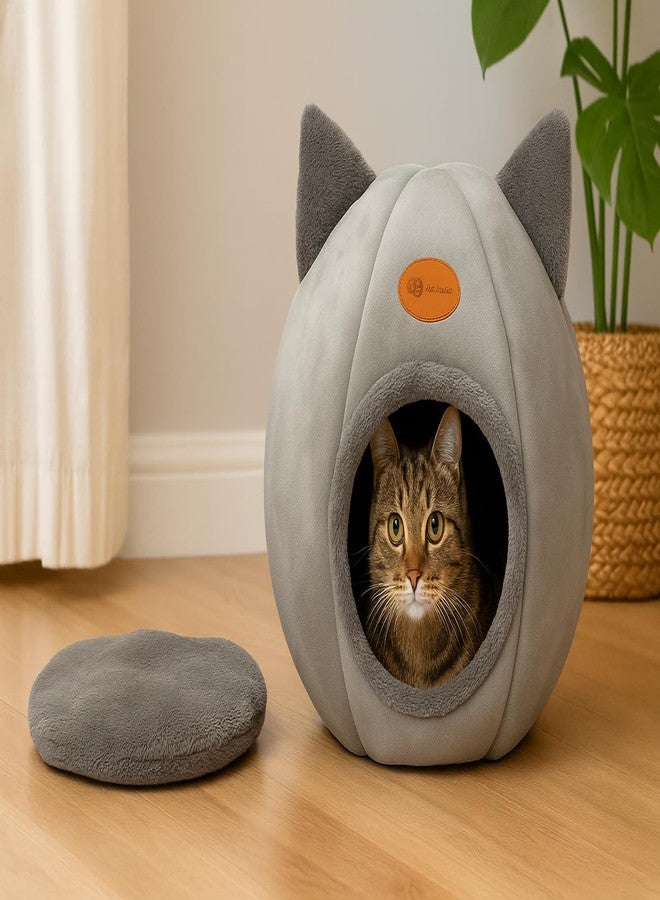 WNPL Cat Bed for Indoor Cats - Cat Bed Cave Washable, Soft Plush, Removable Pillow, Non-Slip Base, Large Cave with Toy Balls for Kitty and Small Animals (XL) 16x16x16 inch - Image 3