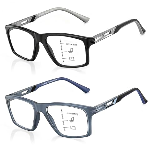CARA OPTICAL CARA Progressive Multifocus Reading Glasses for Men No-Line Blue Light Blocking Computer Readers With Aluminum Temples, 2.50x - Image 1
