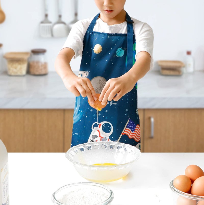 DEABOLAR Kids Apron for Boys, Unisex Apron With Adjustable Neck strap, Kitchen Bib Apron for Cooking Painting Baking - Image 2