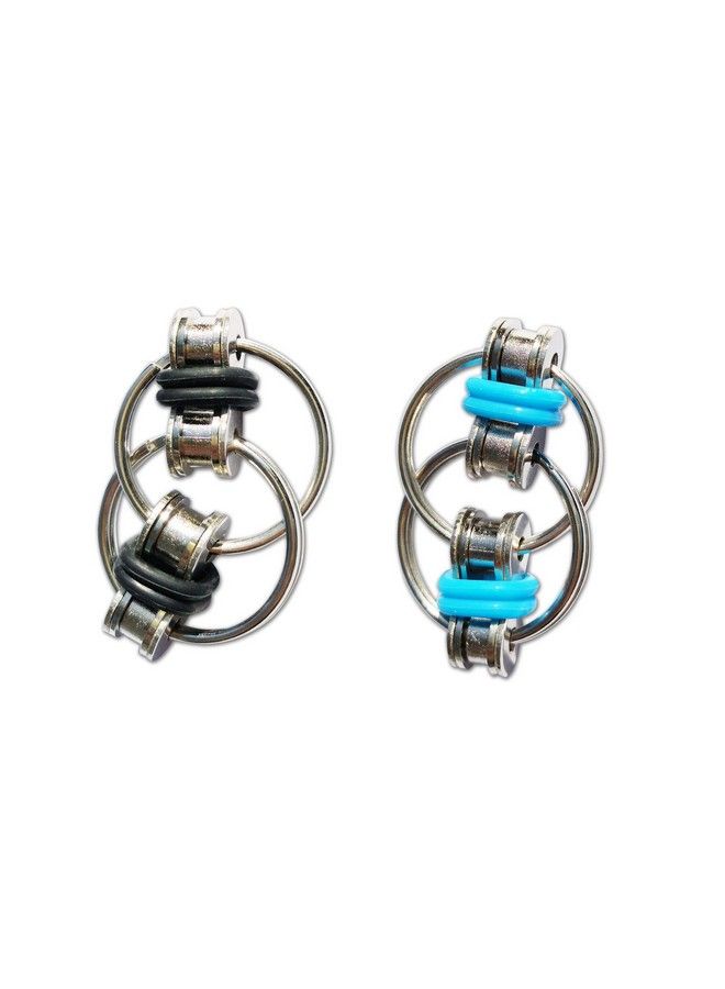 oxe Fidget Toysstress Relief And Anti Anxiety Toys For Kids And Adultsflippy Chain (2 Black+2 Blue) - Image 2