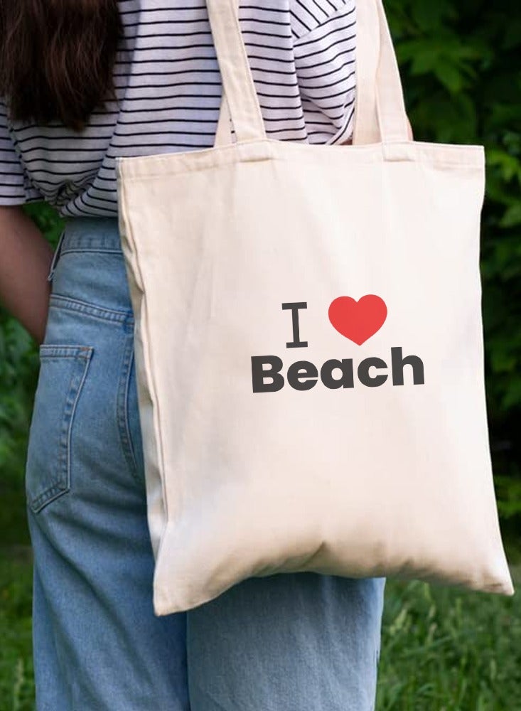 BYFT Natural Cotton Flat Tote Bag (I Love Beach) - Image 3