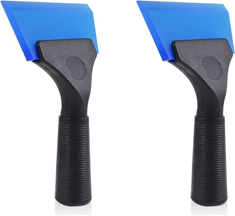 FOSHIO Small Squeegee with 5 Inch Dark Blue Rubber Blade Mini Wiper Window Tinting Tools for Mirror Glass Window Cleaner with Non-Slip Handle, 2 Pack - Image 1