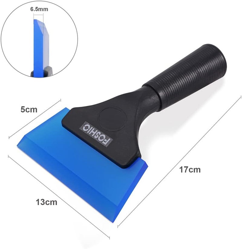 FOSHIO Small Squeegee with 5 Inch Dark Blue Rubber Blade Mini Wiper Window Tinting Tools for Mirror Glass Window Cleaner with Non-Slip Handle, 2 Pack - Image 3
