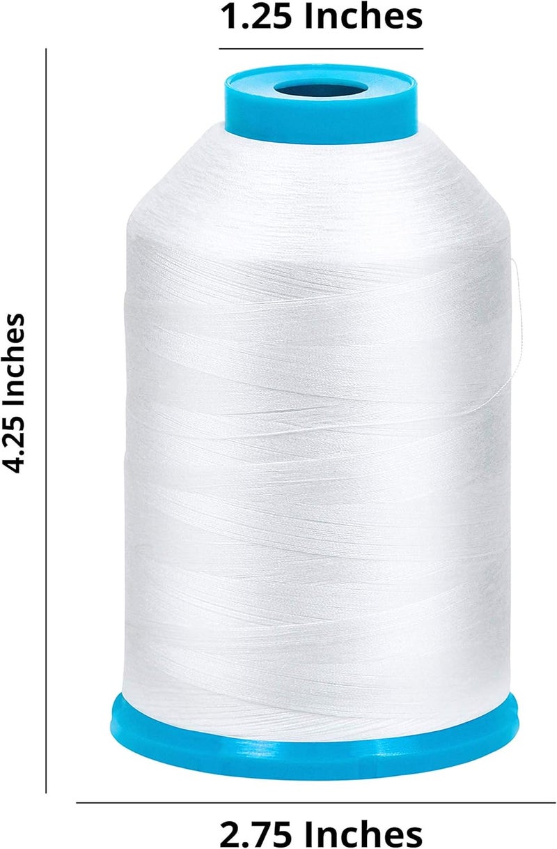 ThreadNanny 2-Pack Premium 90 WT Machine Embroidery Bobbin Thread White - Set of 2 X-Large Huge Polyester Cones 5500 Yards Each Spool Lint Free White Thread - Compatible with All Embroidery and Sewing Machines - Image 2