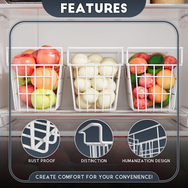 DPZM 17.5 inch Chest Freezer Organizer Bins, 2Pack | Deep Freezer Basket, Hanging Handles, Metal Wire Storage, Fridge Organizer, For Snacks, Fruits, Potatoes, Meat - Image 3