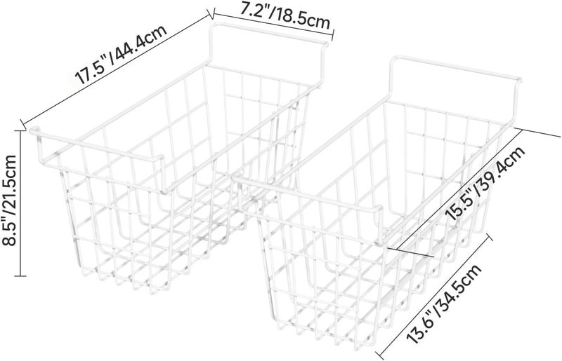 DPZM 17.5 inch Chest Freezer Organizer Bins, 2Pack | Deep Freezer Basket, Hanging Handles, Metal Wire Storage, Fridge Organizer, For Snacks, Fruits, Potatoes, Meat - Image 2