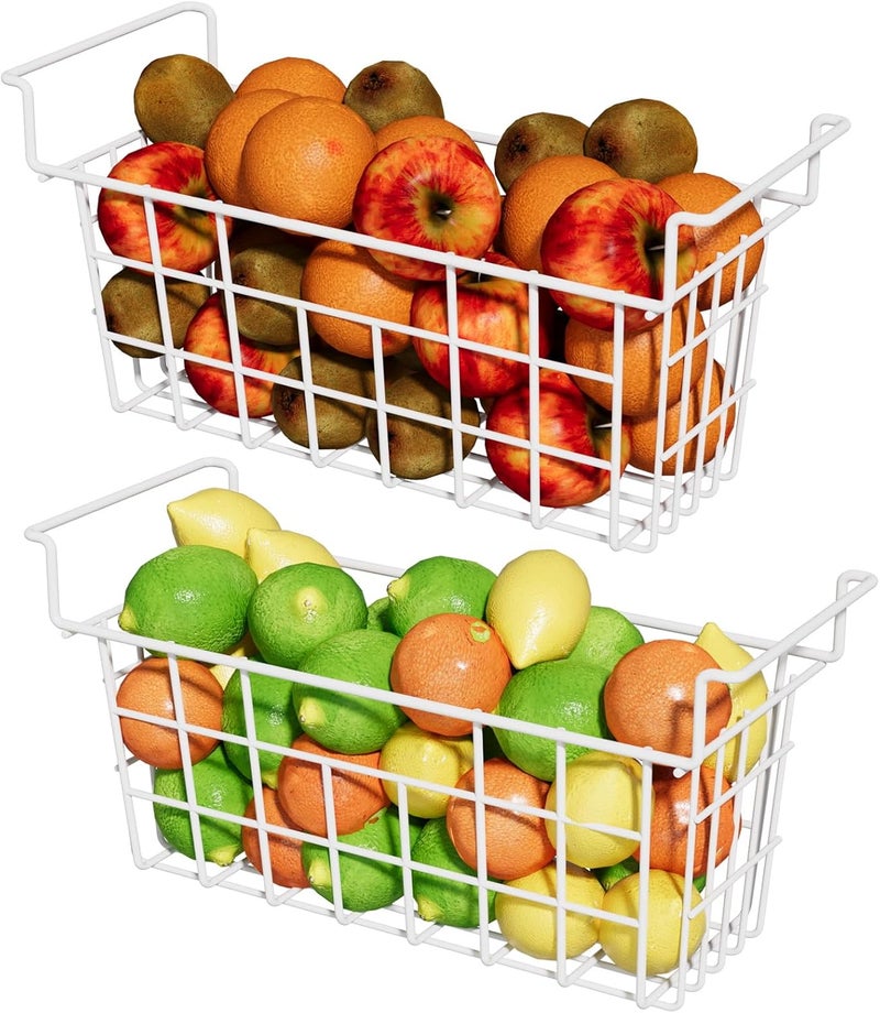 DPZM 17.5 inch Chest Freezer Organizer Bins, 2Pack | Deep Freezer Basket, Hanging Handles, Metal Wire Storage, Fridge Organizer, For Snacks, Fruits, Potatoes, Meat - Image 1