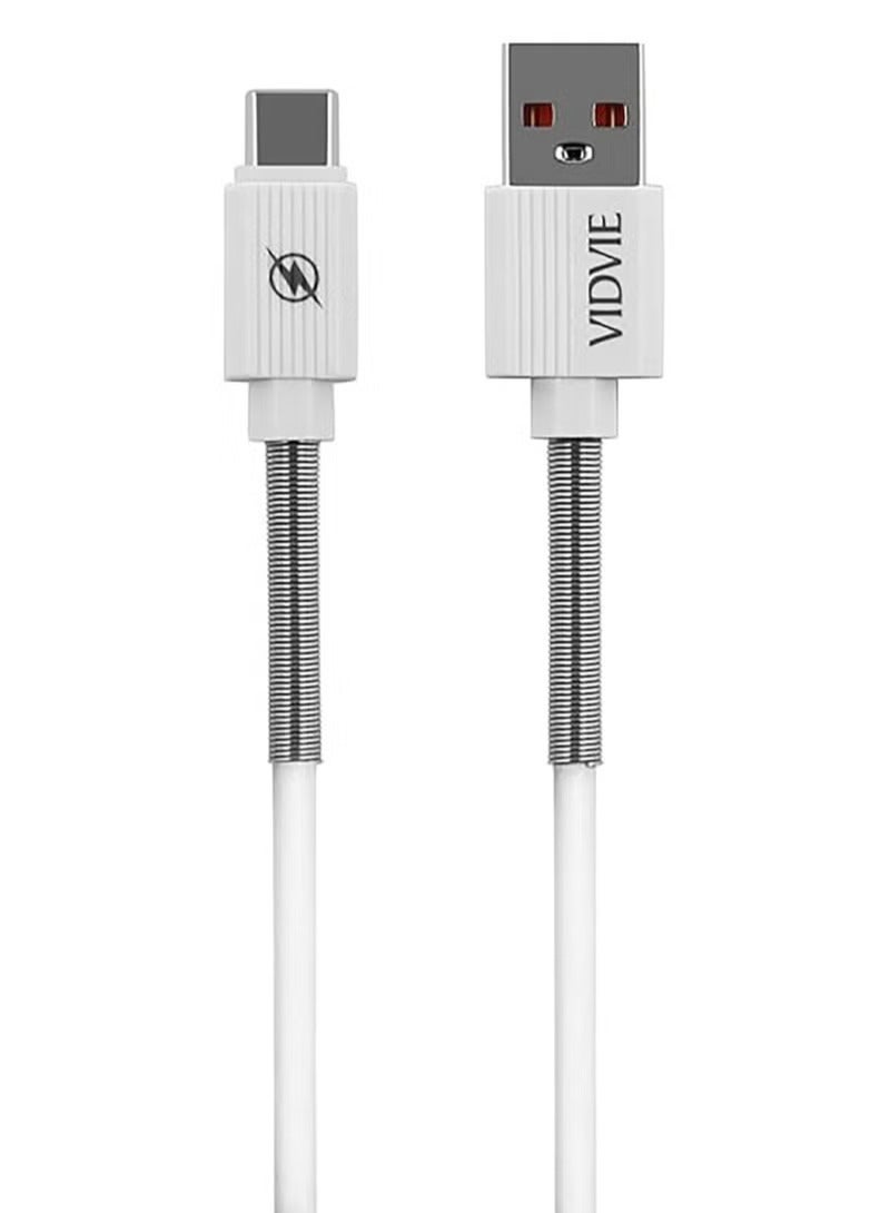 Vidvie Cable type-c VI-C510 Fast Charging and data transfer - 3.1amps 1 Meter - White - Image 1