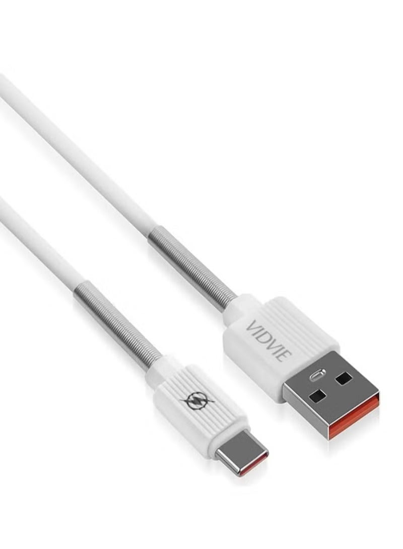 Vidvie Cable type-c VI-C510 Fast Charging and data transfer - 3.1amps 1 Meter - White - Image 2