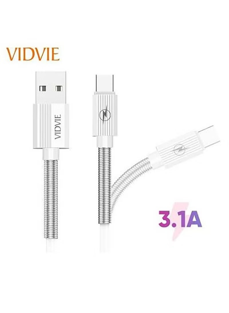 Vidvie Cable type-c VI-C510 Fast Charging and data transfer - 3.1amps 1 Meter - White - Image 4