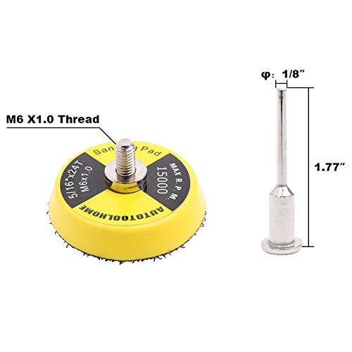 AUTOTOOLHOME 2 Inch Hook and Loop Sanding Pad with 1/8" Mandrel – Replacement Backing Pad for Sanding Discs, Drill & Rotary Tools Air Die Grinder Sander Polishing Pads 9 Pack - Image 3