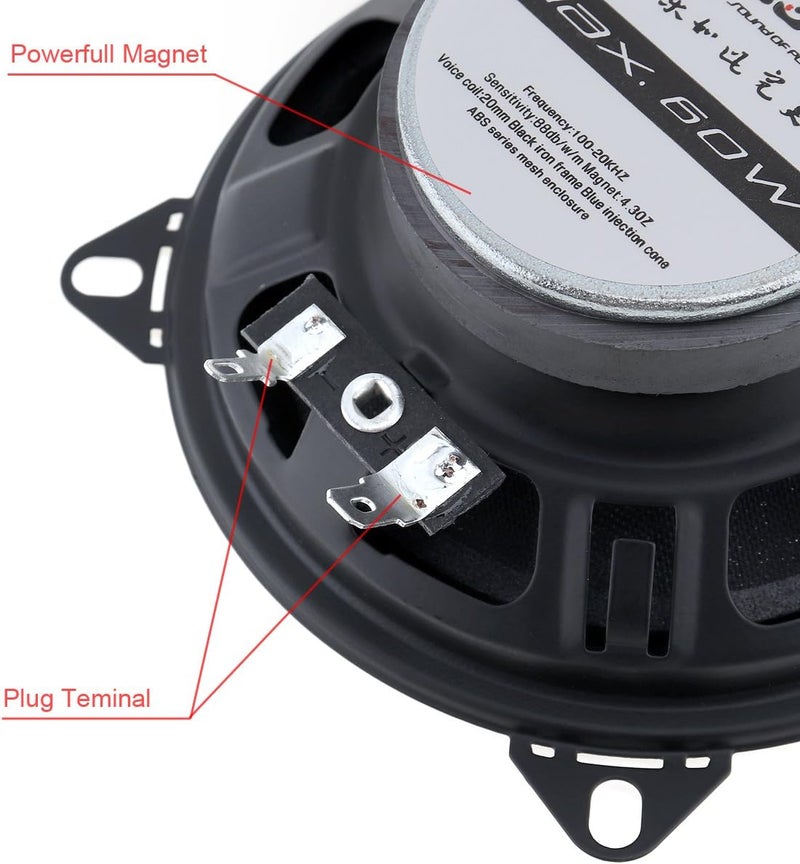 ePathChina 2pcs 4 Inch 60W 2 Way Car Coaxial Vehicle Door Auto Audio Music Stereo Full Range Frequency Hifi Speakers - Image 5