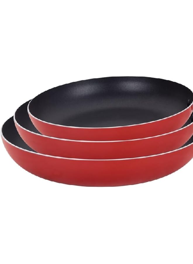 بارفيت طقم مقلاة ألومنيوم متينة غير لاصقة من 3 قطع باللونين الأحمر والأسود Hx 5003 3 R - Image 3