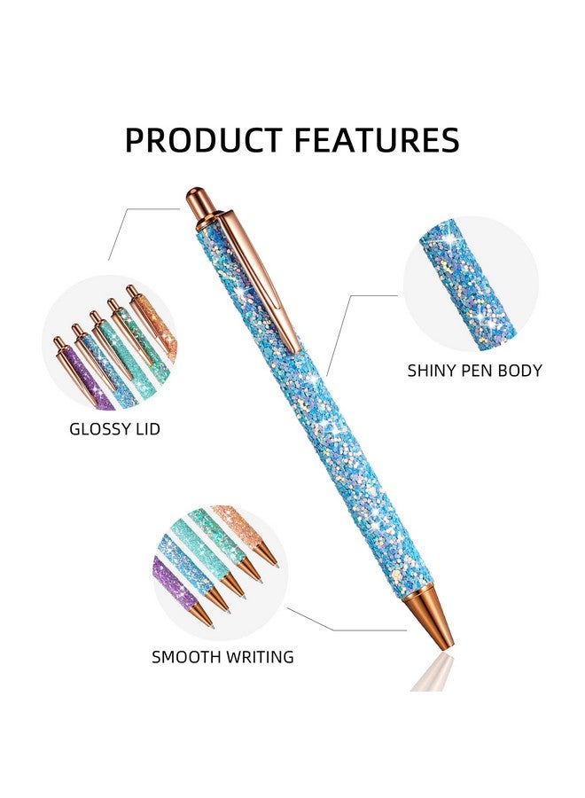 Epakh 11 Pcs Fancy Pens For Women Pretty Cute Pens Glitter Ballpoint Pens With Metal Barrel Retractable Writing Pens Black Ink Medium Point 1.0 Mm Pretty Pens Journaling Pens For Women Girls (Sequin Style) - Image 2
