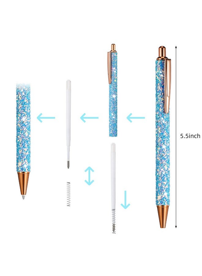 Epakh 11 Pcs Fancy Pens For Women Pretty Cute Pens Glitter Ballpoint Pens With Metal Barrel Retractable Writing Pens Black Ink Medium Point 1.0 Mm Pretty Pens Journaling Pens For Women Girls (Sequin Style) - Image 3