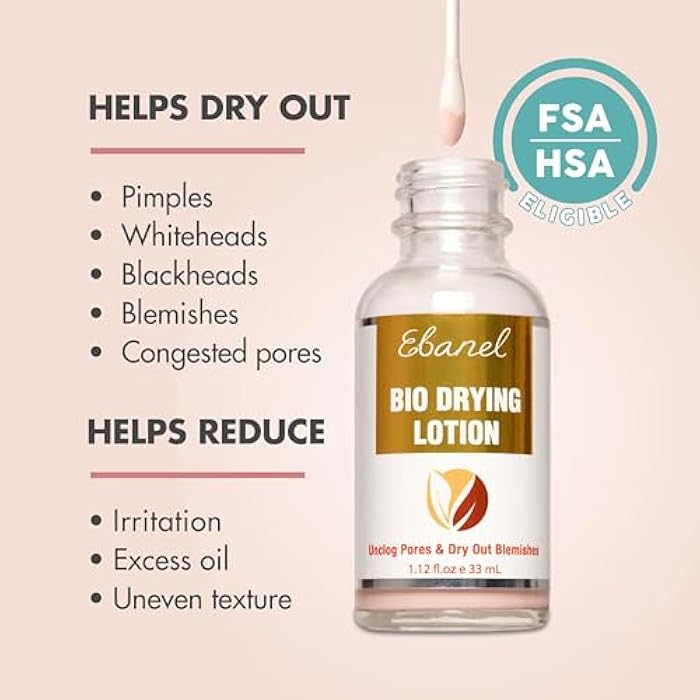 Ebanel Bio Drying Lotion Blemish Spot Solution for Face & Body with Sulfur & Salicylic Acid, Targets Pimples & Zits, Helps Clear Pores and Reduce Surface Blemishes Overnight - Image 3