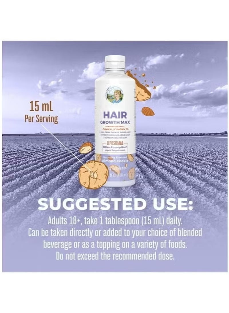 Hair Growth Max Liposomal Biotin,with Lustriva® + Biotin 10000mcg | Thicker Hair, Wrinkles, Fine Lines, Skin Care 450ml - Image 3