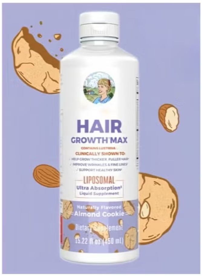 Hair Growth Max Liposomal Biotin,with Lustriva® + Biotin 10000mcg | Thicker Hair, Wrinkles, Fine Lines, Skin Care 450ml - Image 1