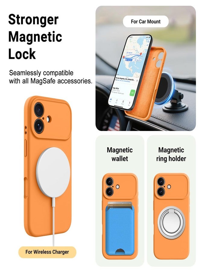 اوتوفلاي جراب OTOFLY المغناطيسي لهاتف iPhone 17، متوافق مع Magsafe، جراب كلاسيكي من السيليكون السائل، زر تحكم مدمج بالكاميرا، بطانة من الألياف الدقيقة مقاومة للخدش، برتقالي - Image 5