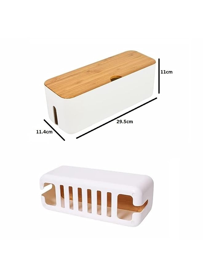 Beauenty Management Box, Power Cord Organizer, Wire Storage Box for Home or Office Desk, White - Image 2