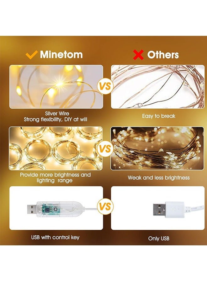 Curtain Lights,  300 LED Dimmable Fairy Lights with Remote and Timer, Remote Control 8 Lighting Modes 3x3m USB Plug String Light Wedding Patio Garden Christmas Wall Decorations Home Garden Bedroom Outdoor Indoor, Warm White  - Image 5