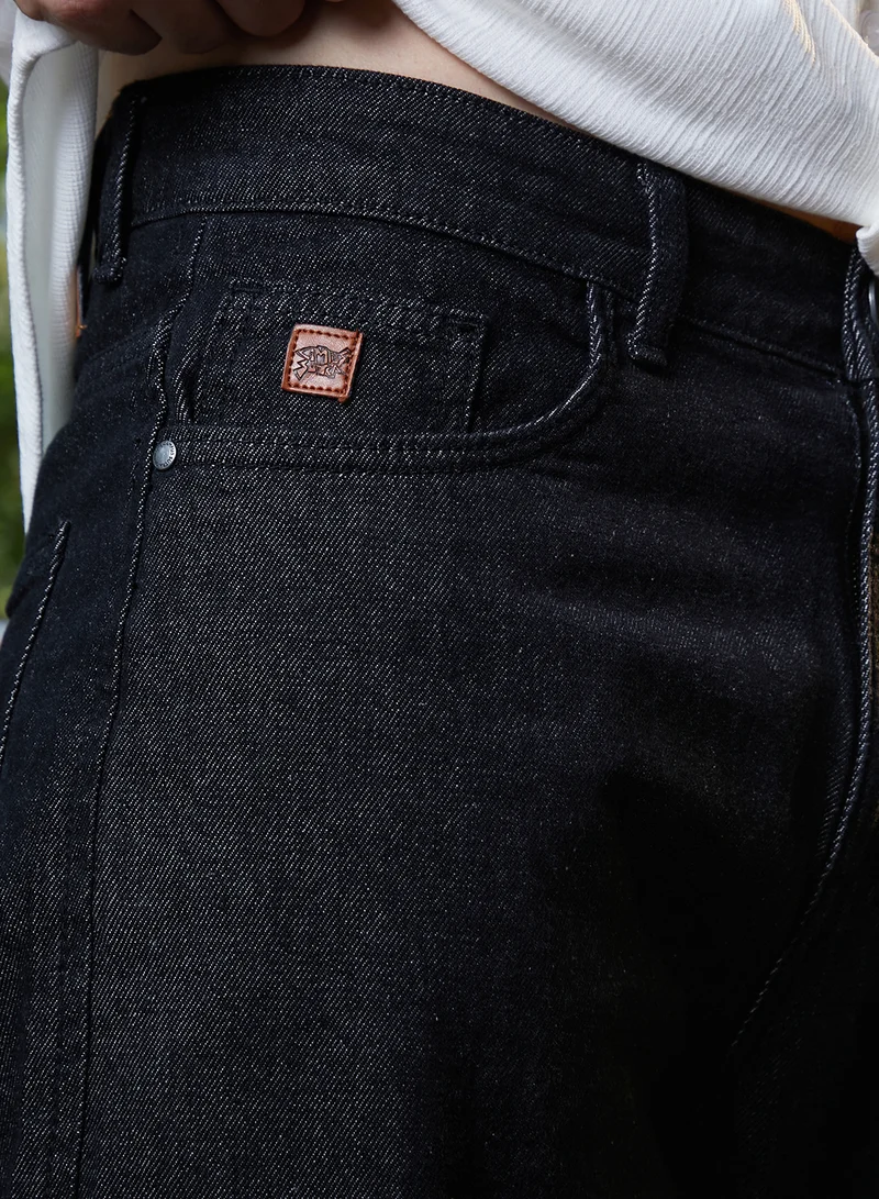 كامبوس سوترا Men's Midnight Black Dark-Wash Cargo Denim Jeans