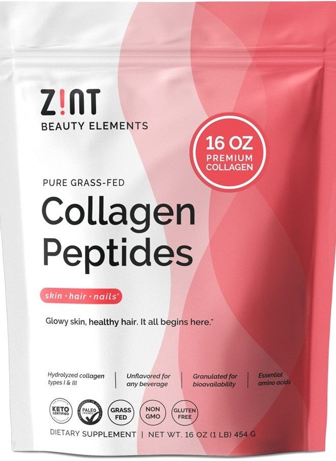 Zint - Collagen Peptides Powder: Paleo & Keto Certified - Granulated Collagen Hydrolysate Types I & III for Enhanced Absorption - Enzymatically Hydrolyzed Protein for Women & Men, 16 oz - Image 1