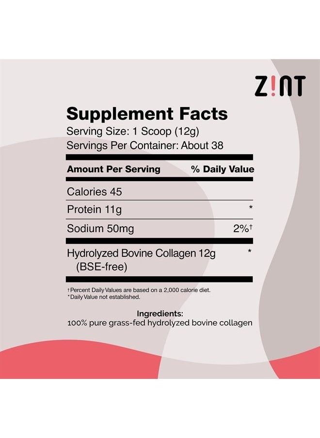 Zint - Collagen Peptides Powder: Paleo & Keto Certified - Granulated Collagen Hydrolysate Types I & III for Enhanced Absorption - Enzymatically Hydrolyzed Protein for Women & Men, 16 oz - Image 1