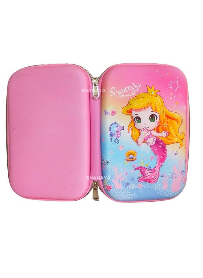 Shanaya SHANAYA Premium Stylish 3D Hardtop Embossed Cute Unicorn Mermaid Smiggle EVA Pencil Pouch Box Case Large Capacity Compartments for School College Girls Boys Kids Stationery Items (Design 1) - Image 5