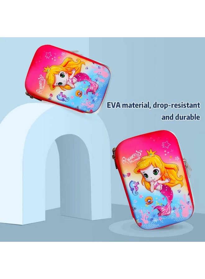 Shanaya SHANAYA Premium Stylish 3D Hardtop Embossed Cute Unicorn Mermaid Smiggle EVA Pencil Pouch Box Case Large Capacity Compartments for School College Girls Boys Kids Stationery Items (Design 1) - Image 3