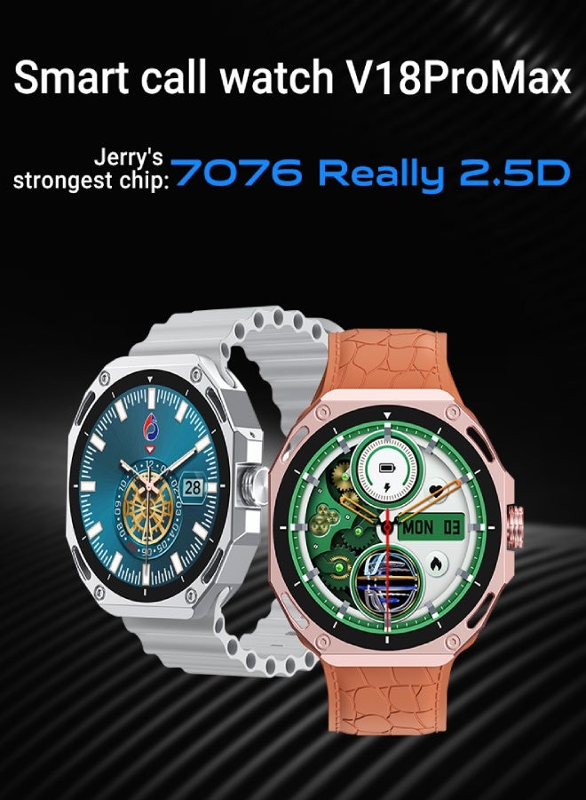 AROAQ V18ProMax Smartwatch – 1.52" Display, Heart Rate & Temperature Monitor, BT Calling & Music, Fitness Tracker, Multi-Sports Modes, Magnetic Charging – Compatible with Android & iOS ( Silicone Strap ,Orange) - Image 3