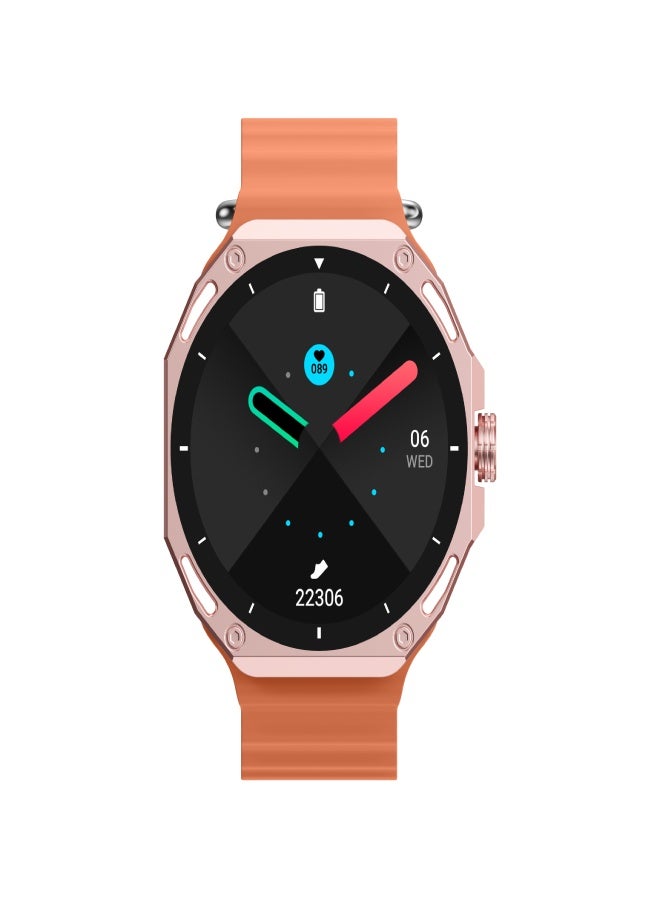 AROAQ V18ProMax Smartwatch – 1.52" Display, Heart Rate & Temperature Monitor, BT Calling & Music, Fitness Tracker, Multi-Sports Modes, Magnetic Charging – Compatible with Android & iOS ( Silicone Strap ,Orange) - Image 2