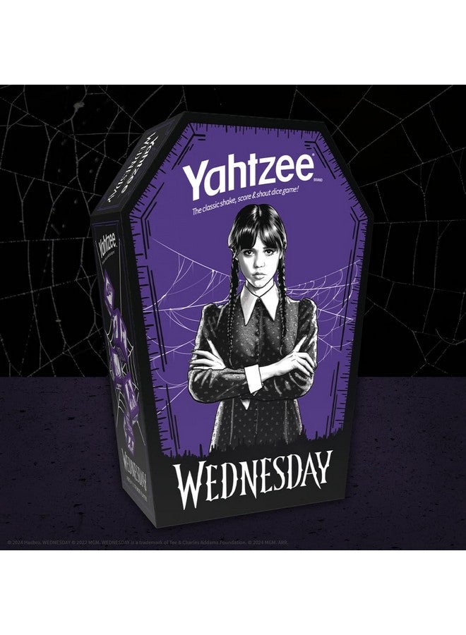 USAopoly Yahtzee: Wednesday Dice Game, Collectible Flocked Interior Coffin Dice Cup, Classic Game Based on Addams Family Character Wednesday Addams, Officially Licensed Wednesday Game & Merchandise - Image 3