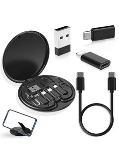Generic Multifunctional Fast Charging Cable Adapter Kit 60W - Type C to Micro & Lightning - USB Type C to Micro Data Cables & Converter Head - USB Type C to Lightning - Built-in Phone Holder - Compatible with iPhone 11 Pro Max, 12 Pro Max, XS Max, 13 Pro Max, 14 Pro Max, iPad, Samsung, OnePlus, Mi, Oppo, Vivo, YQ - SIM Ejector Tool & Tray Pin - 2 Nano SIM Card Slots & 1 Micro SIM - Multifunctional Charging & Data Cables with Storage Box. - Storage Box Used as Phone Holder - Compatible with Lightning Devices - Type C & Micro & Lightning Connector Connector & Adapter Kit -  - Image 1