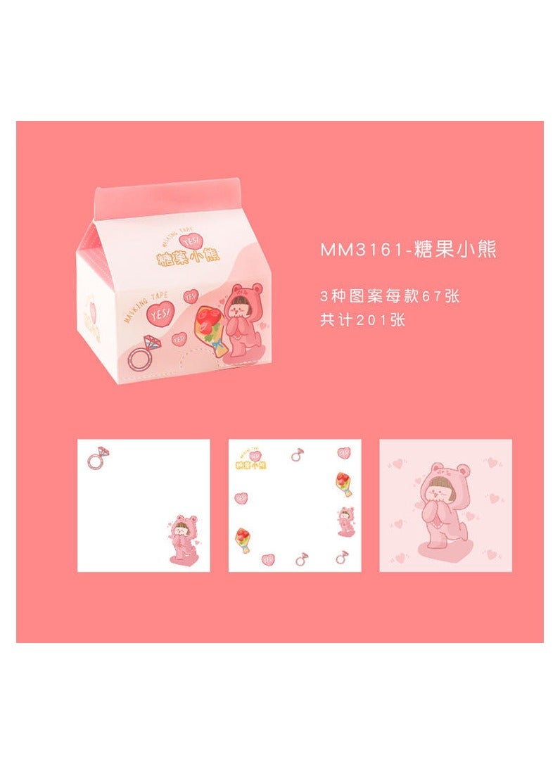 Generic KAWAII STATIONERY MEMO PAD | BEAR MEMO | KAWAII | CARTON NOTES | 200 SHEETS | PINK  - Image 1