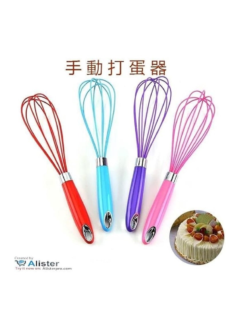 Multicolor Silicone Egg Beater with Reinforced Plastic Grip  - Image 2