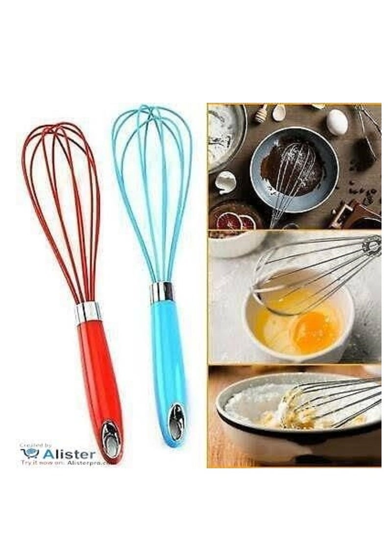 Multicolor Silicone Egg Beater with Reinforced Plastic Grip  - Image 3