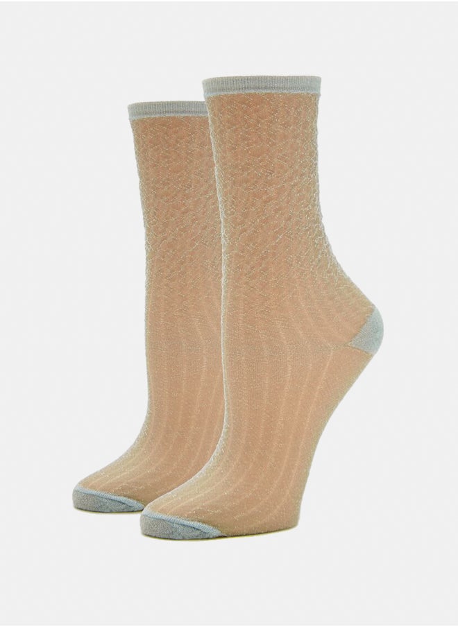 FOREVER 21 Glitter Knit Crew Socks 