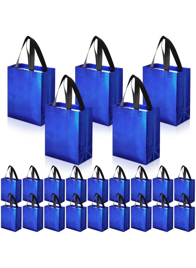 Eccliy 80 Pieces Gift Bags Set Glossy Reusable Tote with Handles Grocery Bags Bulk for Wedding, Bachelorette Party, Christmas(Medium,Blue) - Image 1