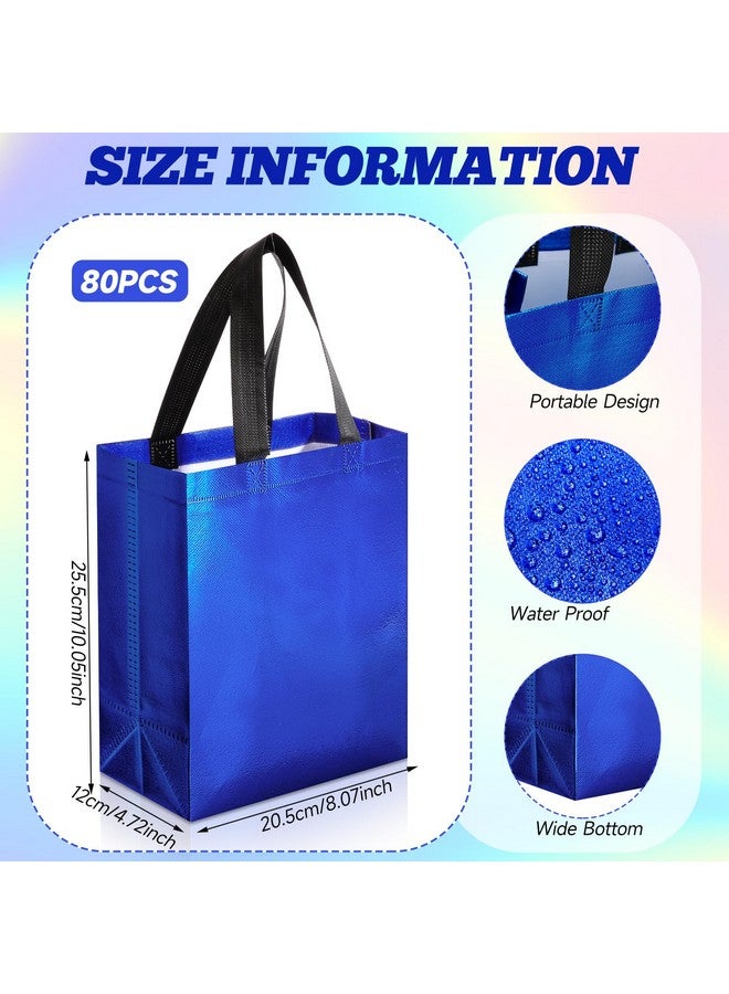 Eccliy 80 Pieces Gift Bags Set Glossy Reusable Tote with Handles Grocery Bags Bulk for Wedding, Bachelorette Party, Christmas(Medium,Blue) - Image 3