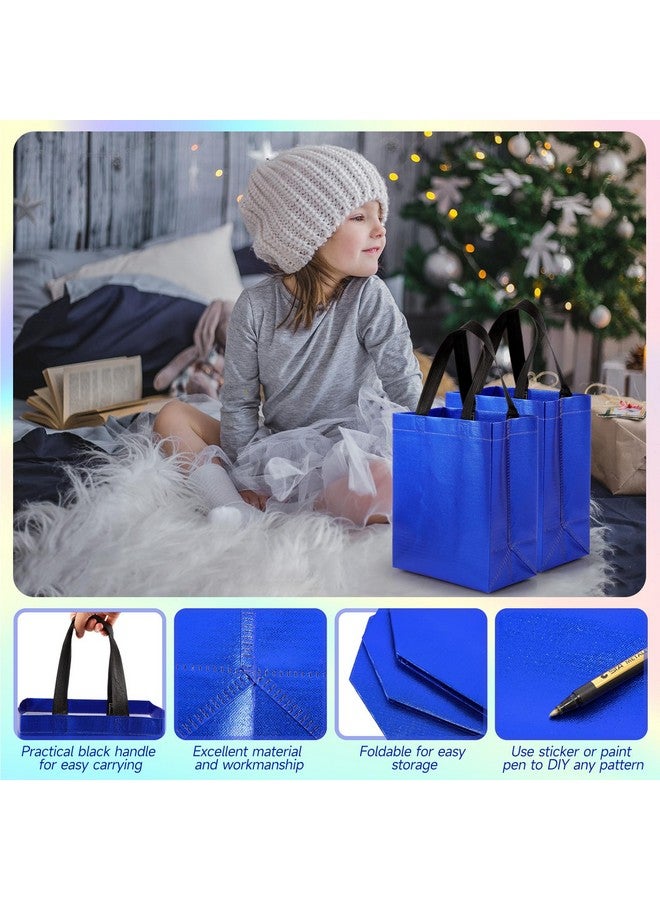 Eccliy 80 Pieces Gift Bags Set Glossy Reusable Tote with Handles Grocery Bags Bulk for Wedding, Bachelorette Party, Christmas(Medium,Blue) - Image 2
